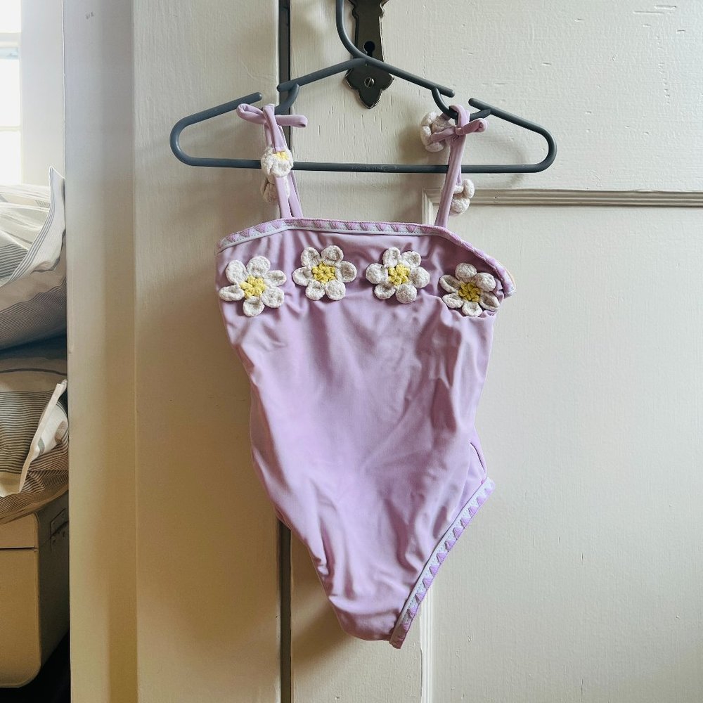 Shade Critters Crochet Lavender Daisy Girls One Piece Swimsuit